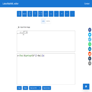 Online Visual Math Editor for Latex and MathML